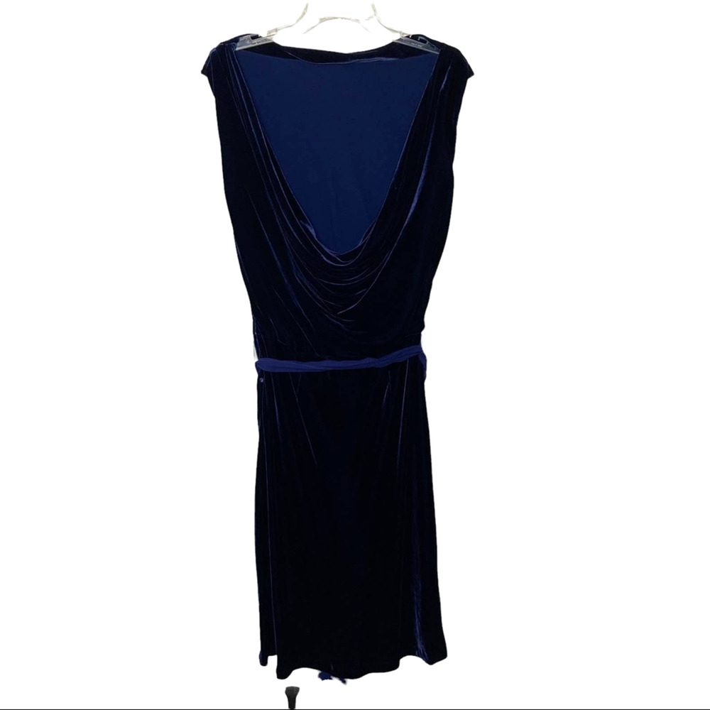BCBGMaxAzria NWT Wms Medium Blue Velvet Cowl Back Cocktail Party Social Dress - Picture 3 of 16